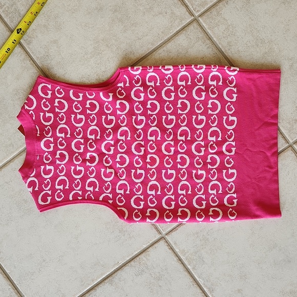 NWT ❗️ Guess pink and white logo vest small size logo sleeveless sweater - Picture 16 of 17